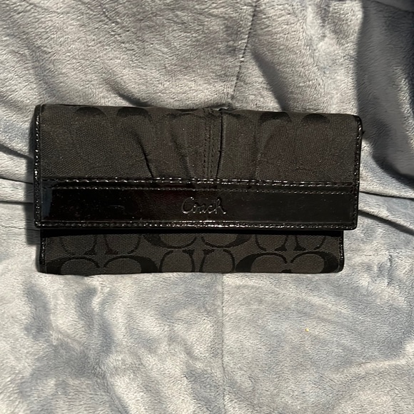 Coach Coach Bags Coach Ashley Jacquard Black Trifold Wallet